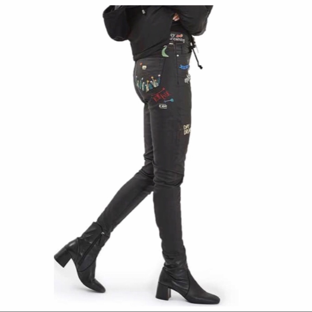 TOPSHOP SCRIBBLE COATED SKINNY JEANS - Picture 5 of 8